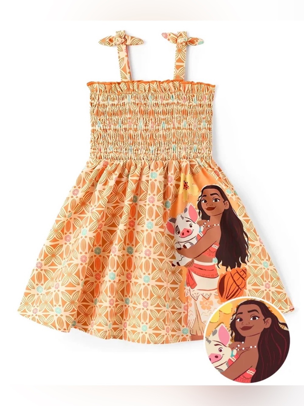 Disney Orange Moana & Pua Smocked Sundress for Kids